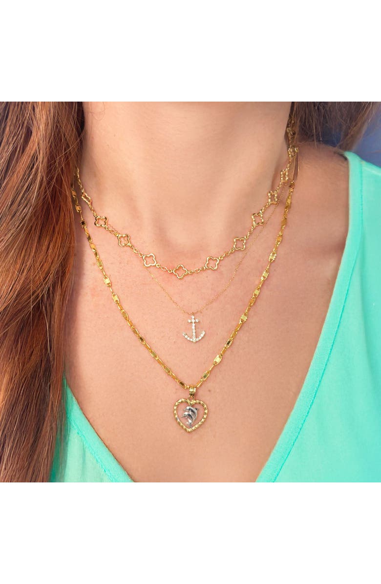 The Lovery Fine Jewelry Diamond Anchor Necklace, Alternate, color, Yellow Gold