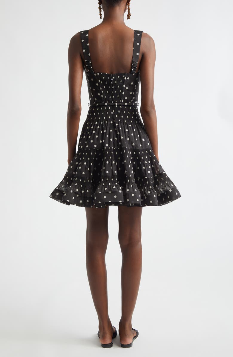Zimmermann Kindred Spirit Pleated Draped Minidress, Alternate, color, Black Dot
