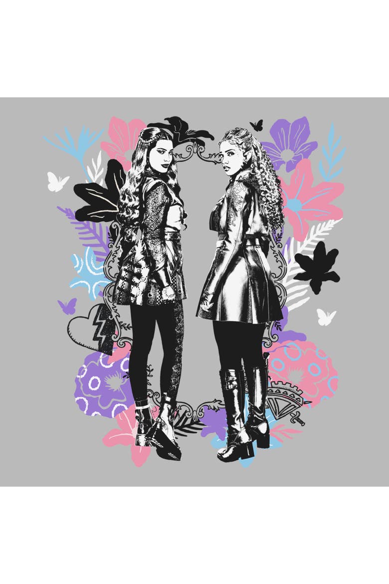 Men's Descendants Wicked Wonderland Chloe and Red Sketch  Graphic T-Shirt, Alternate, color, Ice Grey