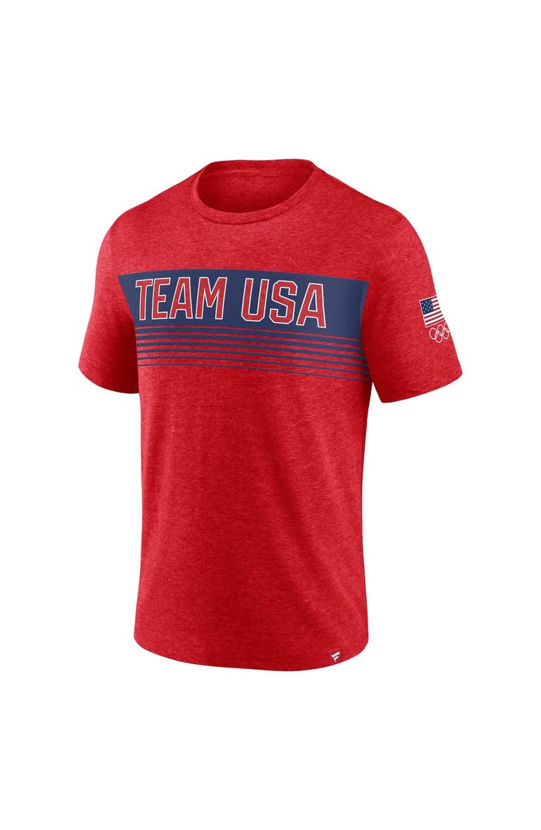 FANATICS Men's Fanatics Heather Red Team USA Bold Stripes T-Shirt, Alternate, color, Heather Red