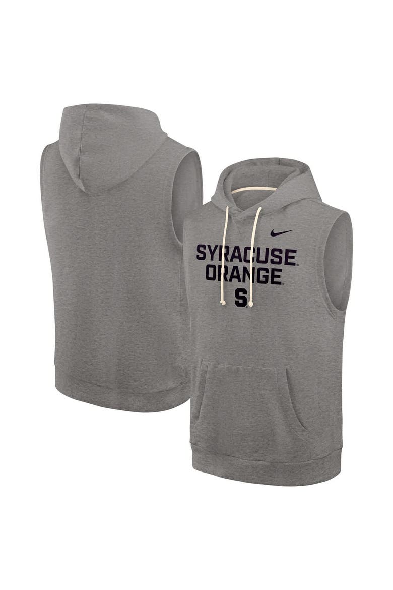 Men's Nike Heather Gray Syracuse Orange Sleeveless Pullover Hoodie, Main, color, Heather Gray