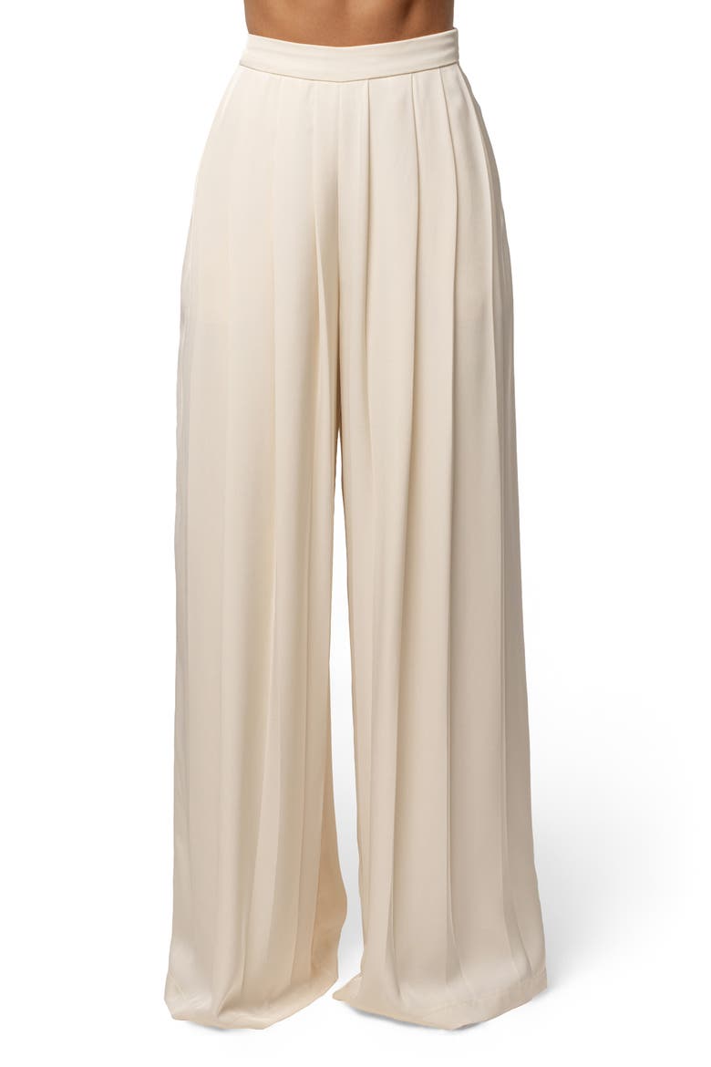 Clara Pleated Wide Leg Trousers, Main, color, CREAM
