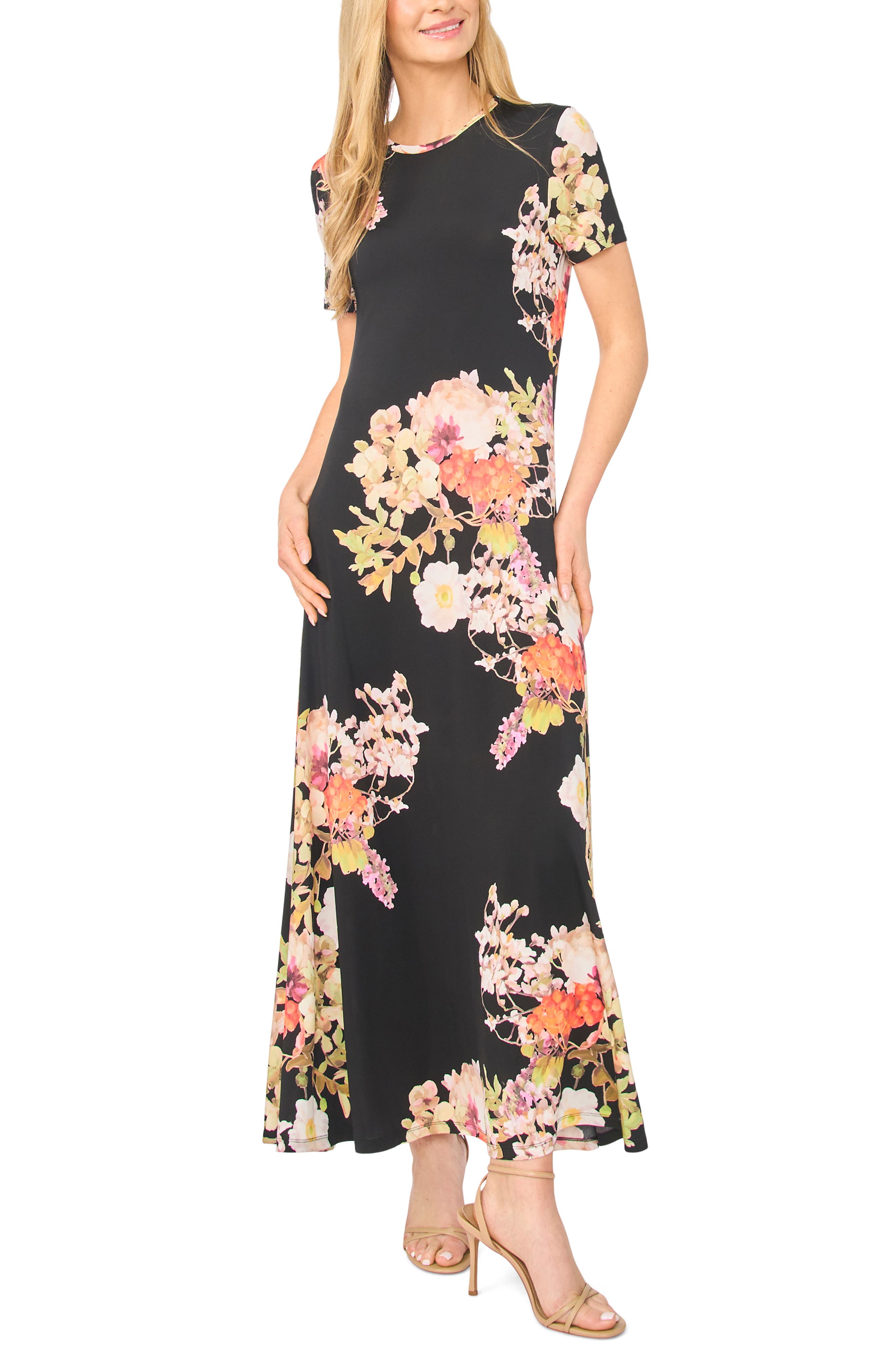 floral t shirt maxi dress Jessica London Stretch Cotton T-Shirt Maxi Dress