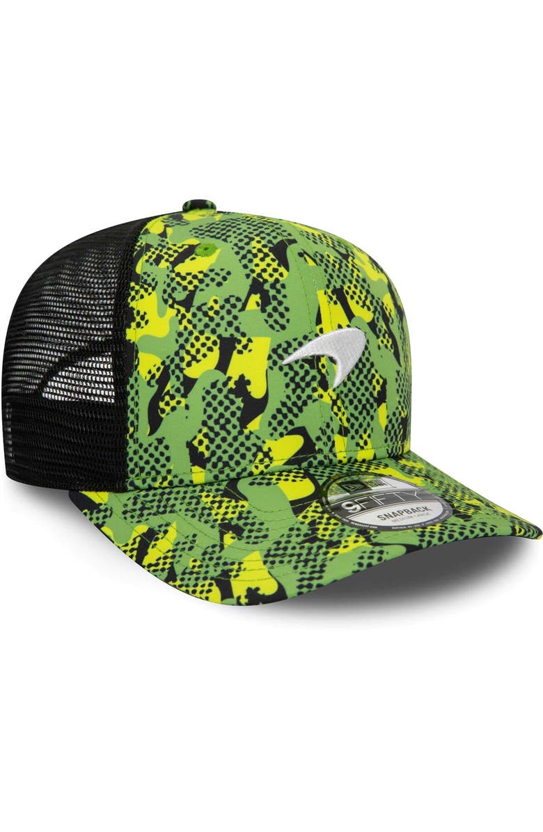 New Era Men's New Era Green McLaren F1 Team Camo Pre-Curved 9FIFTY Trucker Adjustable Hat, Alternate, color, 