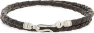 Caputo & Co. Men's Euro Braided Leather Double Wrap Bracelet