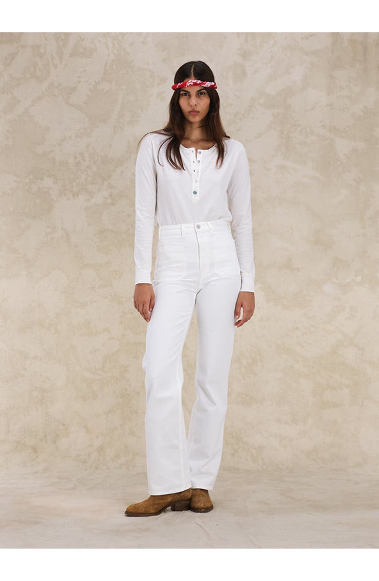 Fortela Janej Bootcut Bull Cotton White Trousers, Alternate, color, White