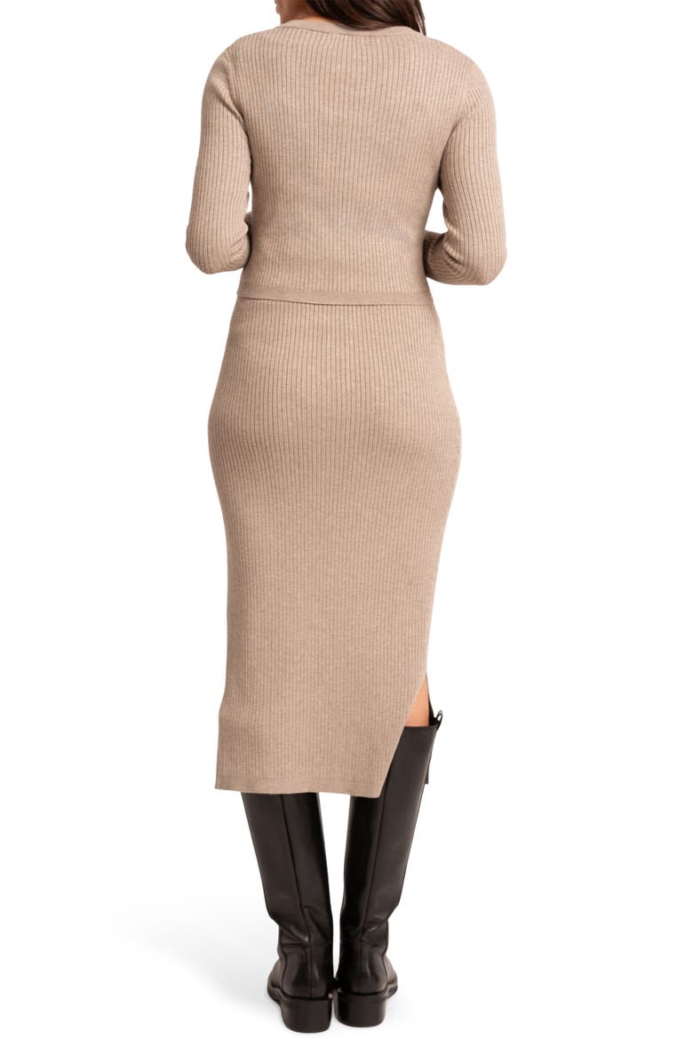 Seraphine Layered Rib Long Sleeve Maternity/Nursing Sweater Dress, Alternate, color, Open White