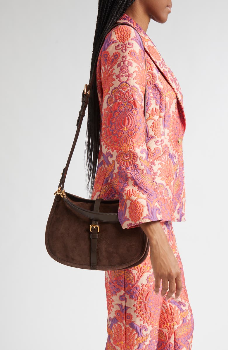 Etro Belted Suede Hobo Bag, Alternate, color,