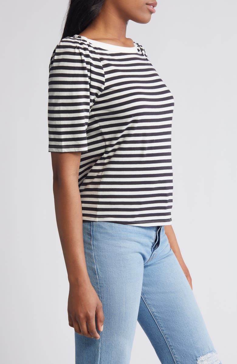 Nation LTD Deana Stripe Envelope Neck Organic Cotton T-Shirt, Alternate, color, 
