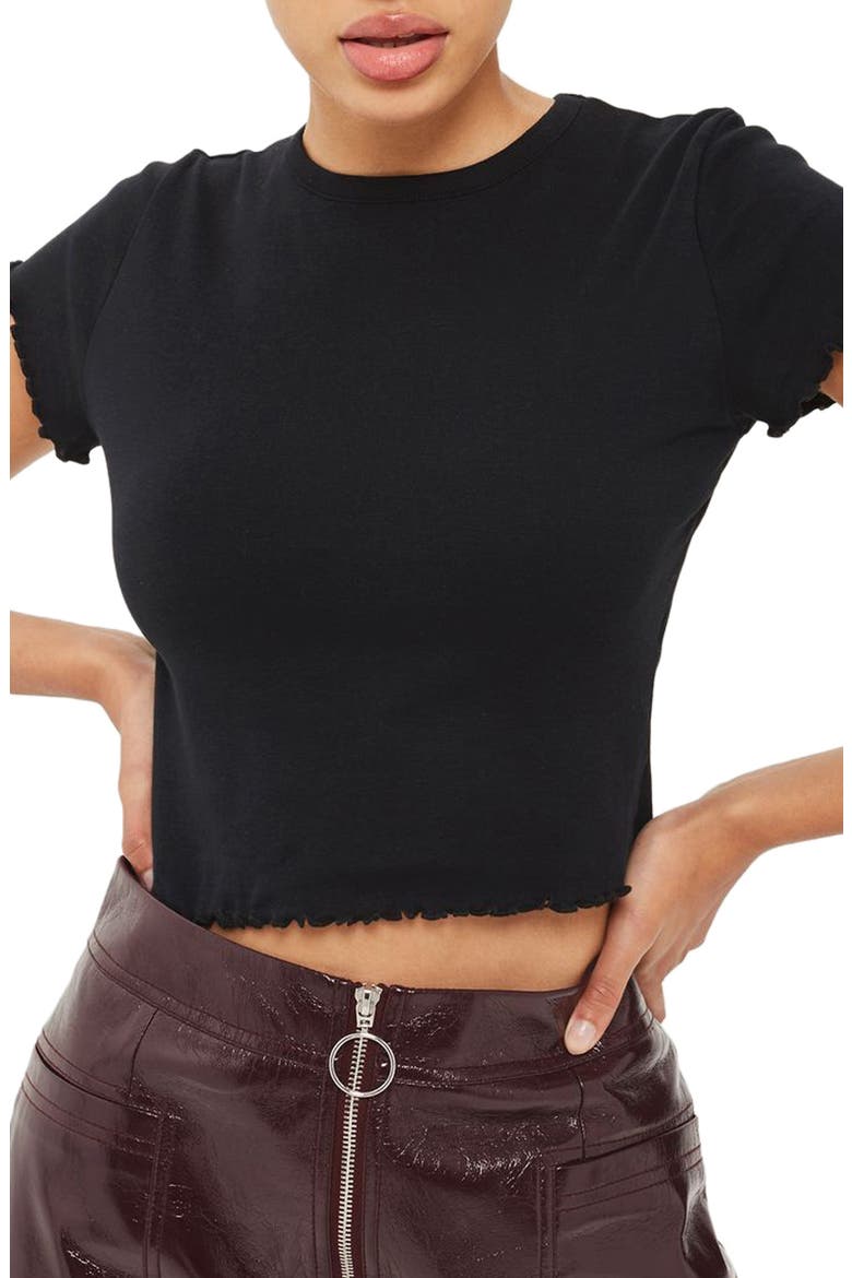 Lettuce Edge Crop Tee, Main, color, BLACK