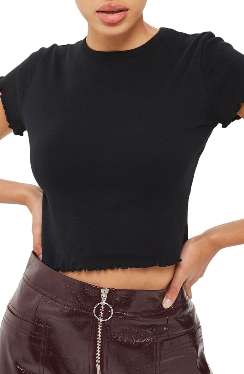 Topshop Lettuce Edge Crop Tee, Main, color, 