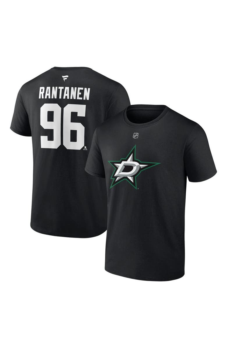 FANATICS Men's Fanatics Mikko Rantanen Black Dallas Stars Authentic Stack Name & Number T-Shirt, Alternate, color, Black