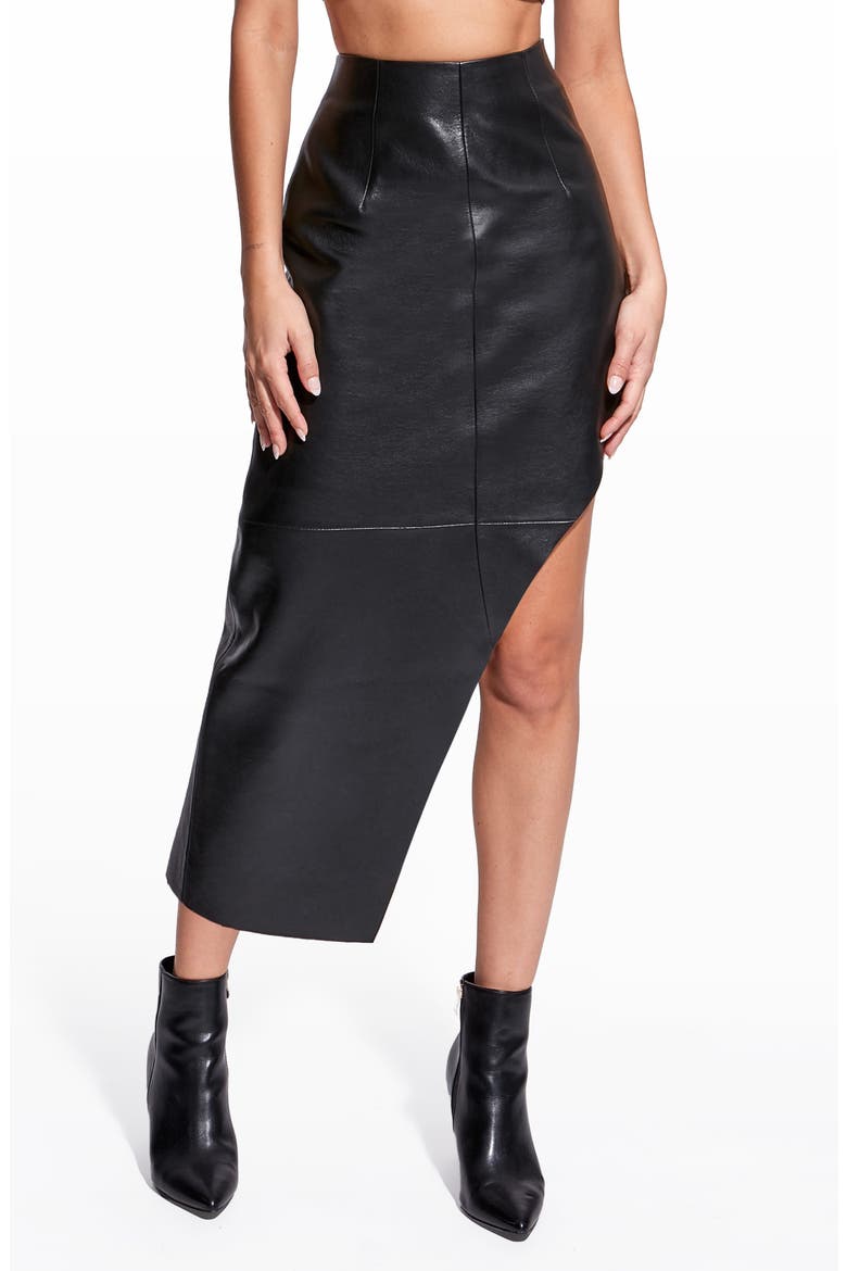 Fallon Recycled Leather Skirt, Main, color, BLACK