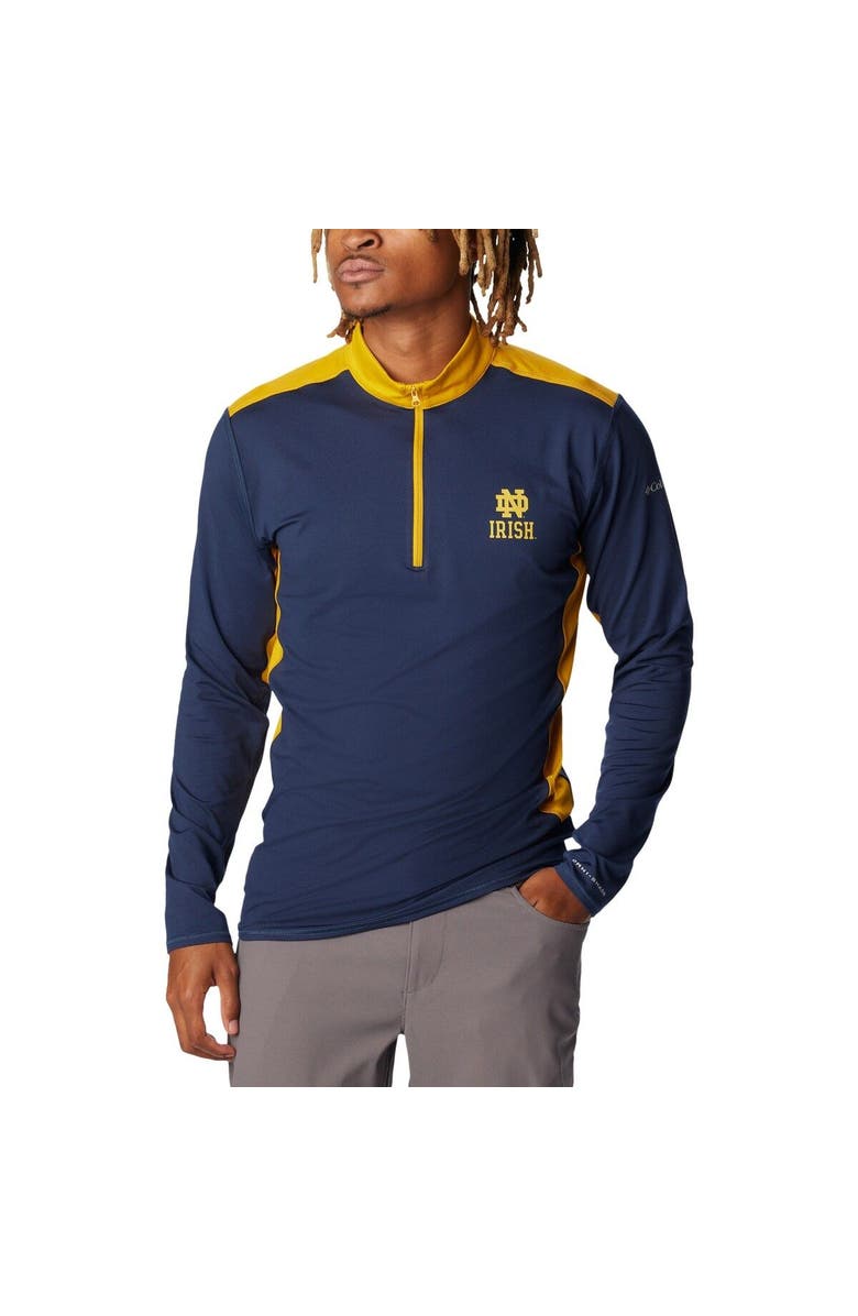 Columbia Men's Columbia Navy Notre Dame Fighting Irish Tech Trail<sup>™</sup> Omni-Shade Quarter-Zip Top, Main, color, 