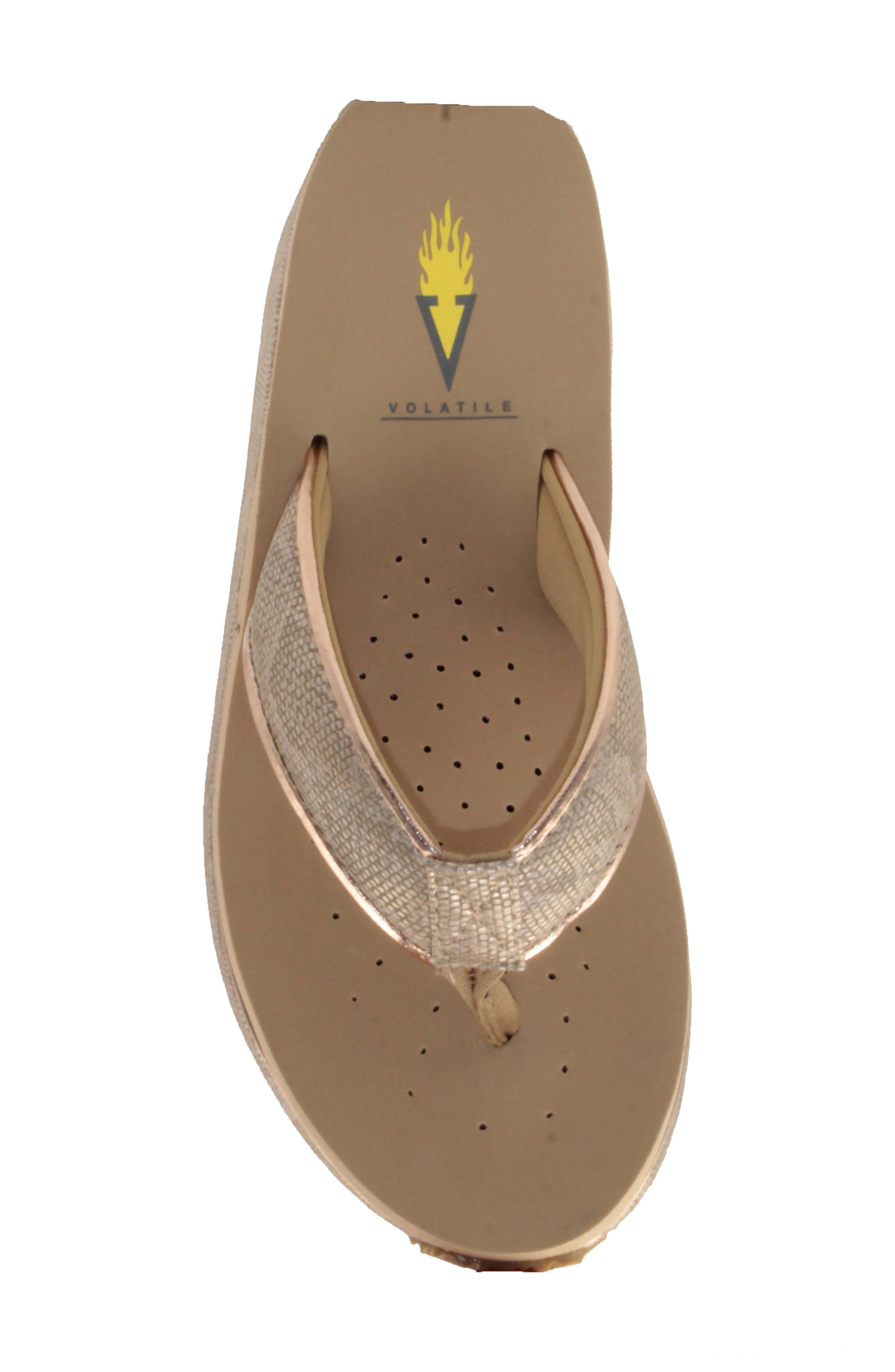 Volatile Neville Platform Flip Flop, Alternate, color, Champagne Faux Leather