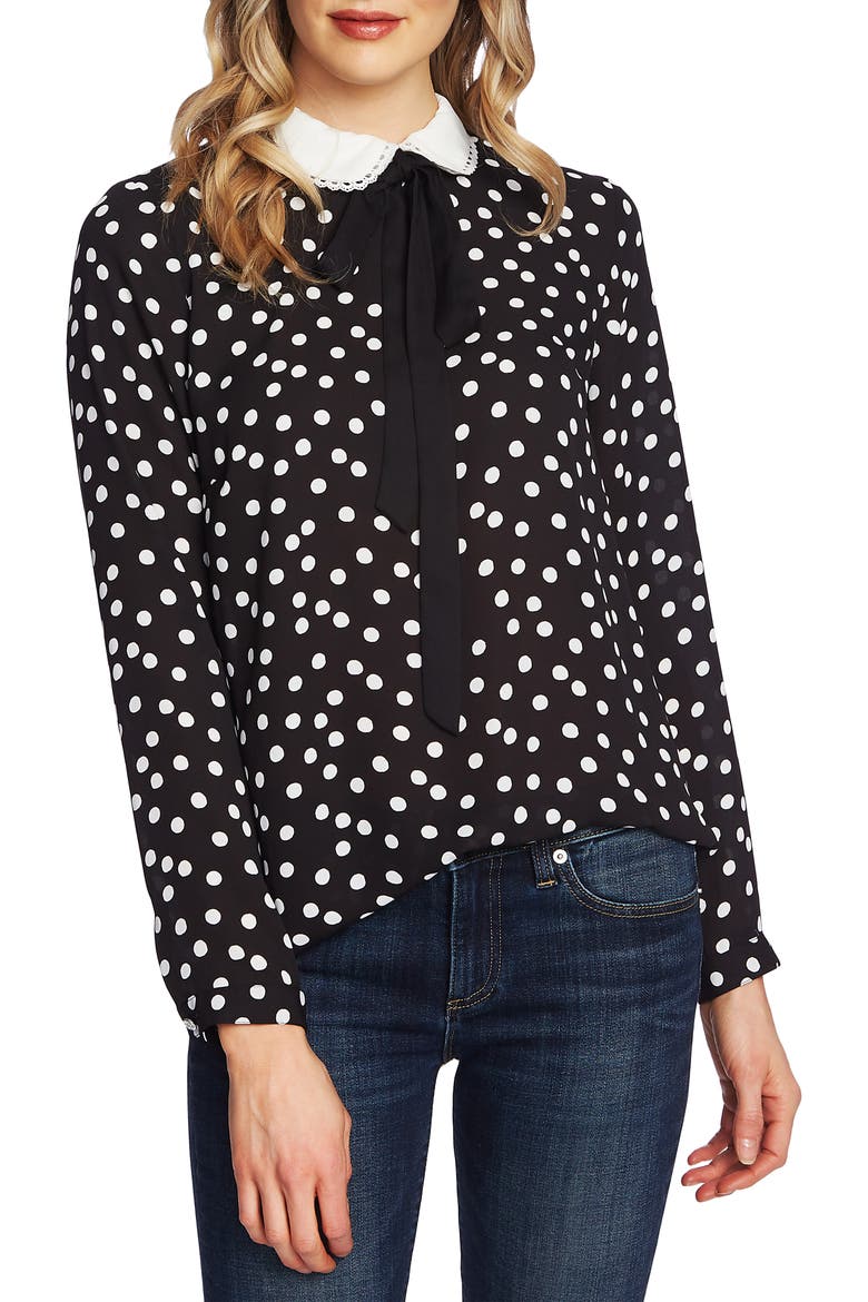 Galactic Dot Blouse, Main, color, RICH BLACK