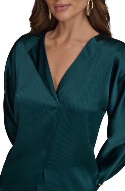 Donna Karan New York Hammered Satin Top In Green