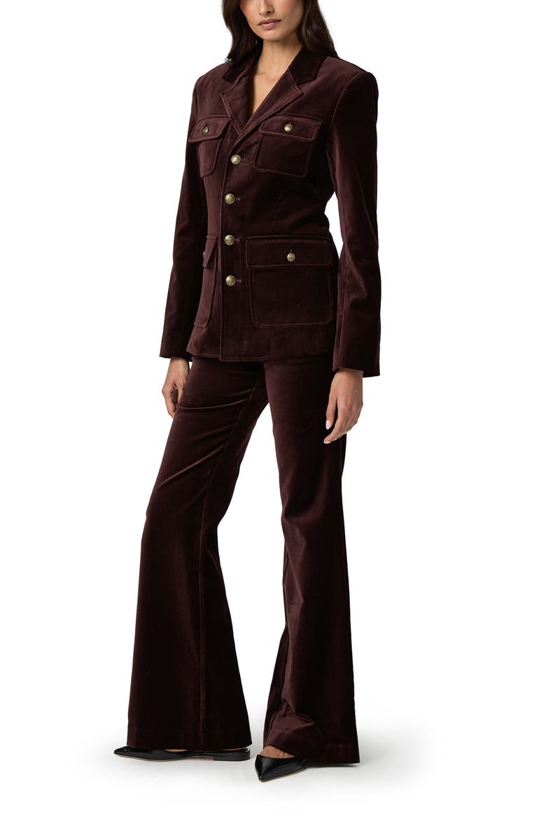 Marlow High Waist Flare Velvet Trouser Pants, Alternate, color, AUBERGINE