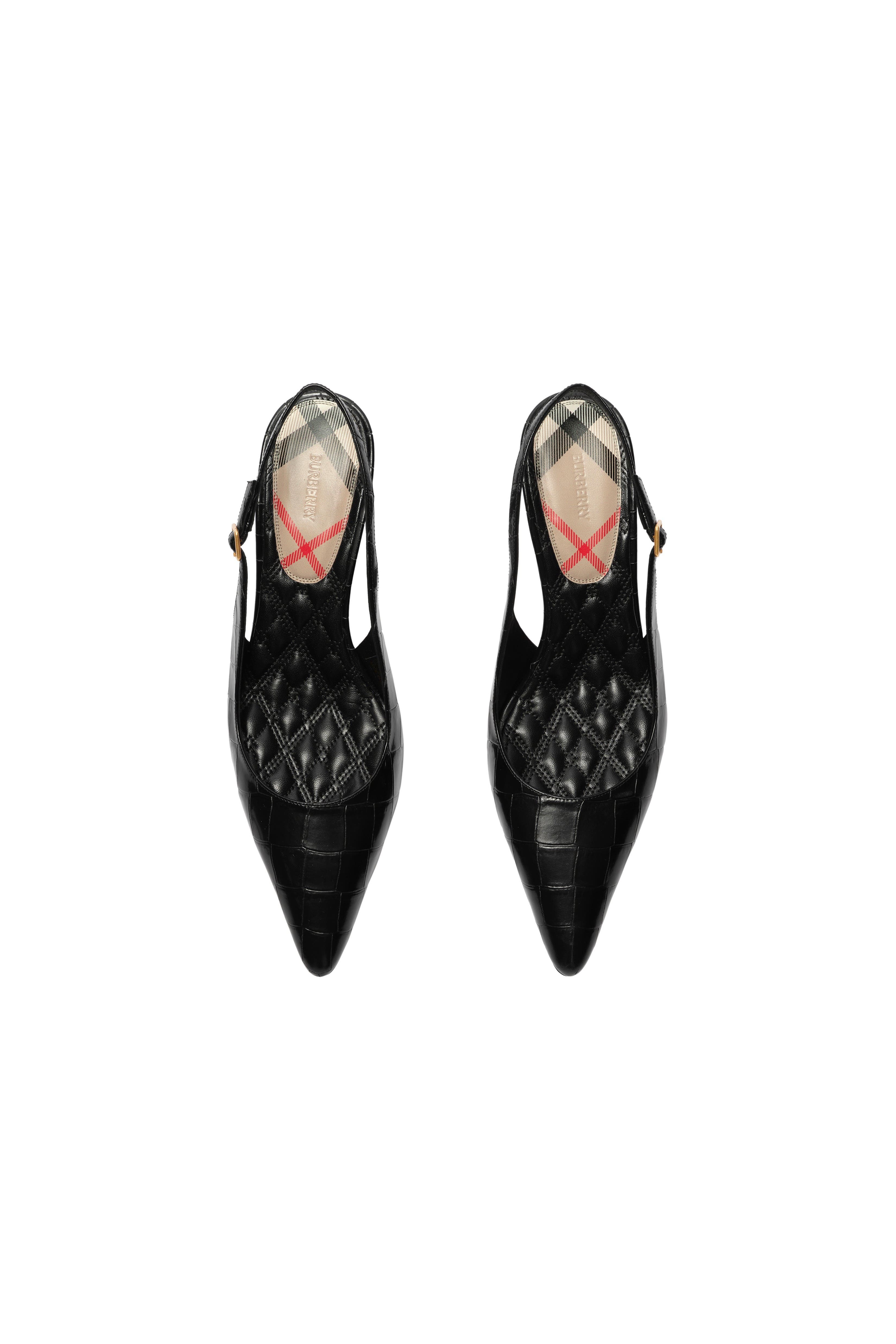 Crocodile-effect Leather Dame Slingback Pumps, Alternate, color, Black