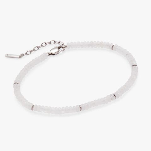 Clear Quartz Semi-Precious Beaded Anklet