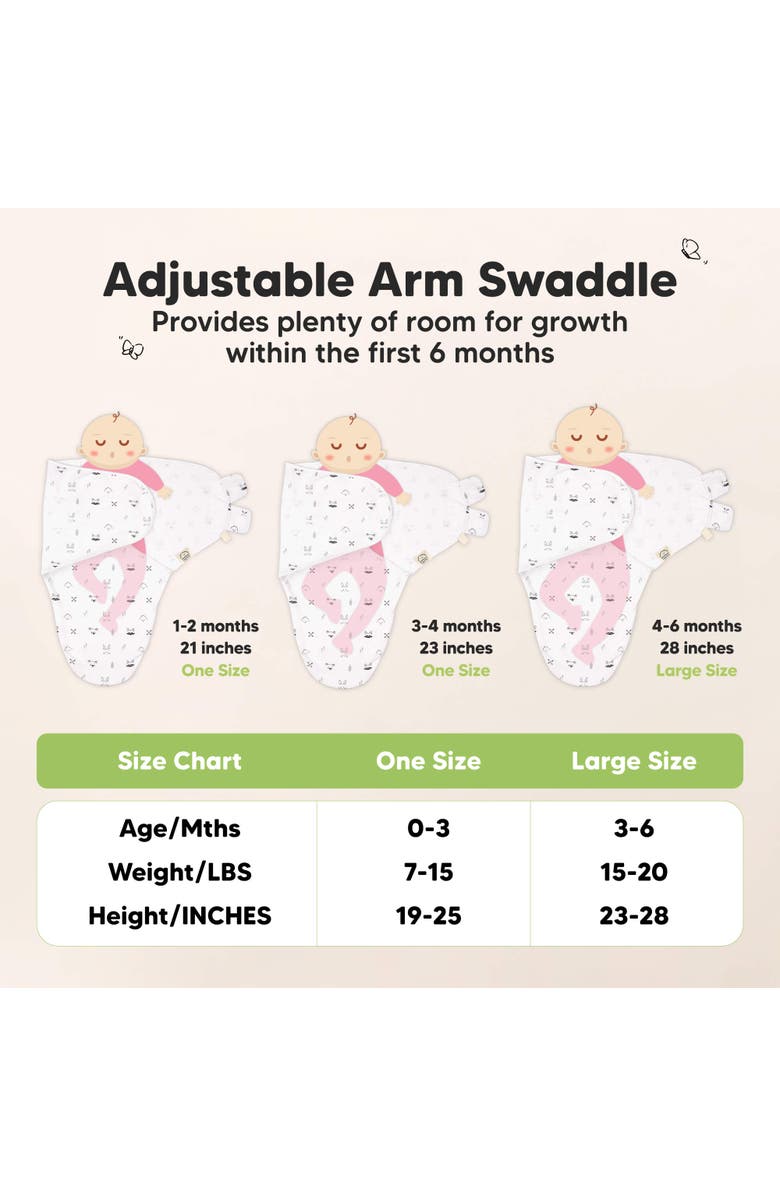 KeaBabies 3-Pack Soothe Swaddle Wraps with Knot Hats, Alternate, color, Nordic