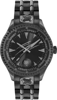 PLEIN SPORT Lineman Three Hand Quartz Stainless Steel Bracelet Watch, 45mm