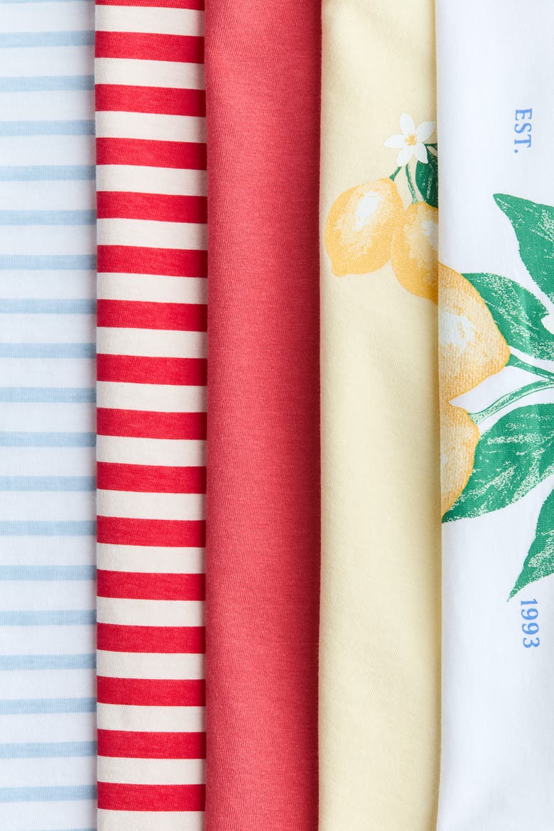 5-pack Cotton T-shirts, Alternate, color, White/Amalfi