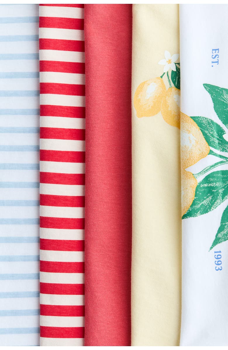H&M 5-pack cotton t-shirts, Alternate, color, White/Amalfi