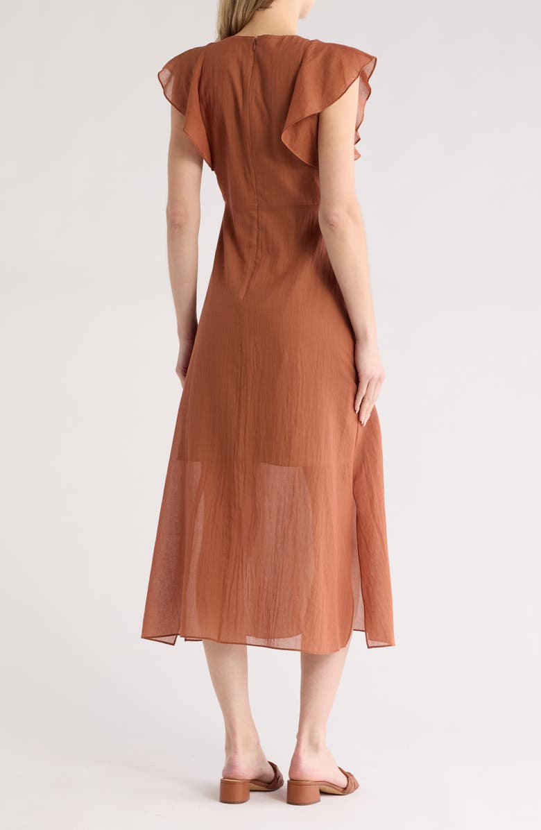 Theory Ruffle Sleeve Midi Dress, Alternate, color, Terracott