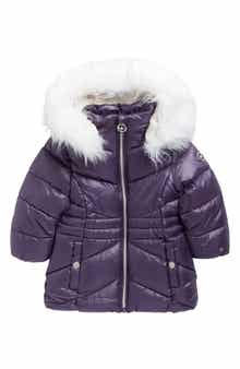 Michael Kors Kids' Stadium Puffer Jacket with Faux Fur Hood