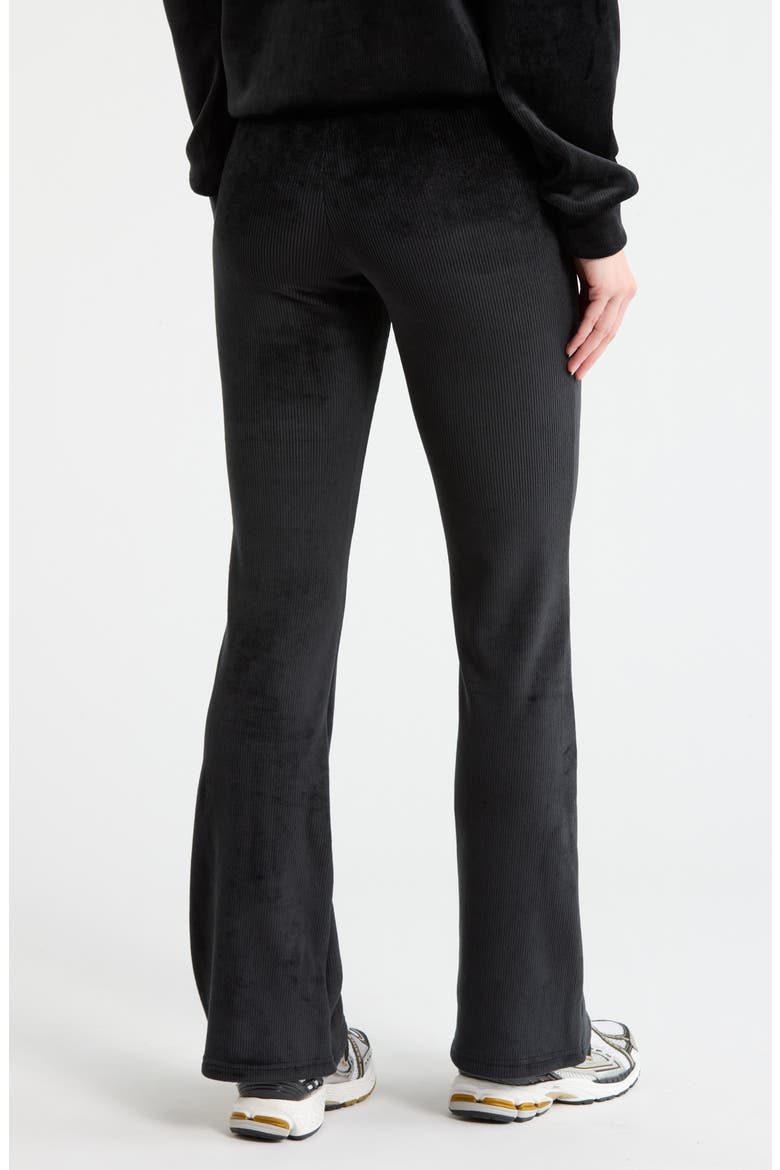 Dreamy Ribbed Velour Flare Leg Pants, Alternate, color, BLACK