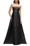Strapless Satin Twill Column Gown with Removable Train