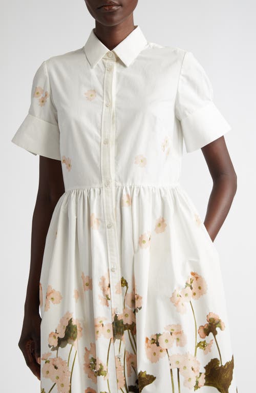 Shop Erdem Floral Print Cotton Poplin Shirtdress In Elena Selvedge White