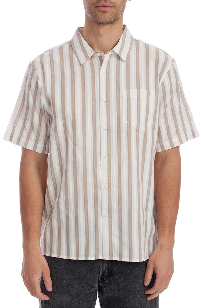 PX Stripe Jacquard Short Sleeve Cotton Button-Up Shirt, Main, color, 