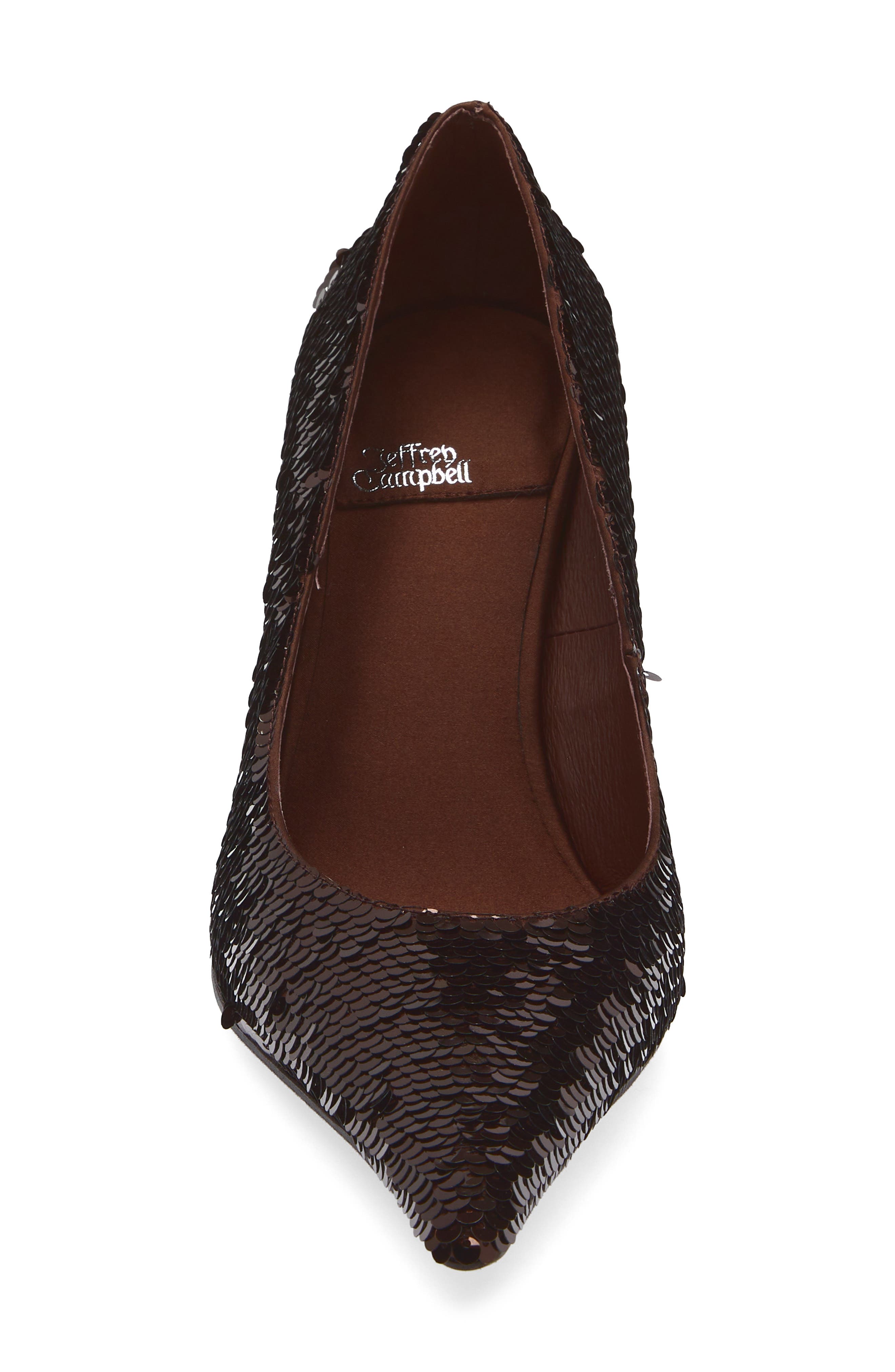 Jeffrey Campbell Risk Sequin Pointed Toe Pump, Alternate, color, Brown
