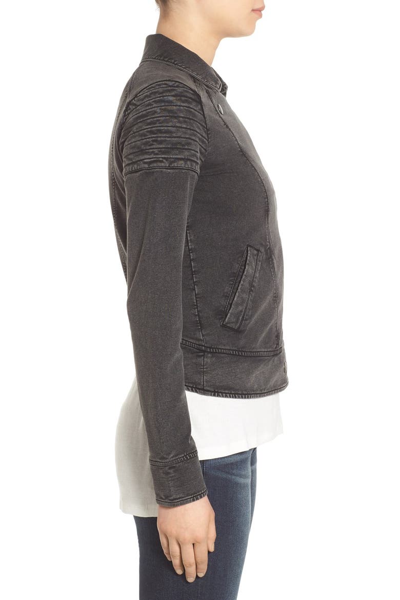 Stretch Knit Moto Jacket, Alternate, color, BLACK