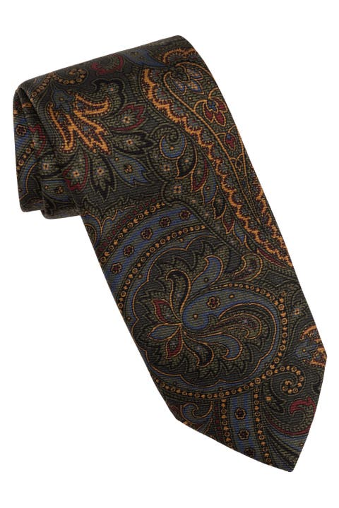 Marsala - Extra Long Printed Madder Silk Tie for Men