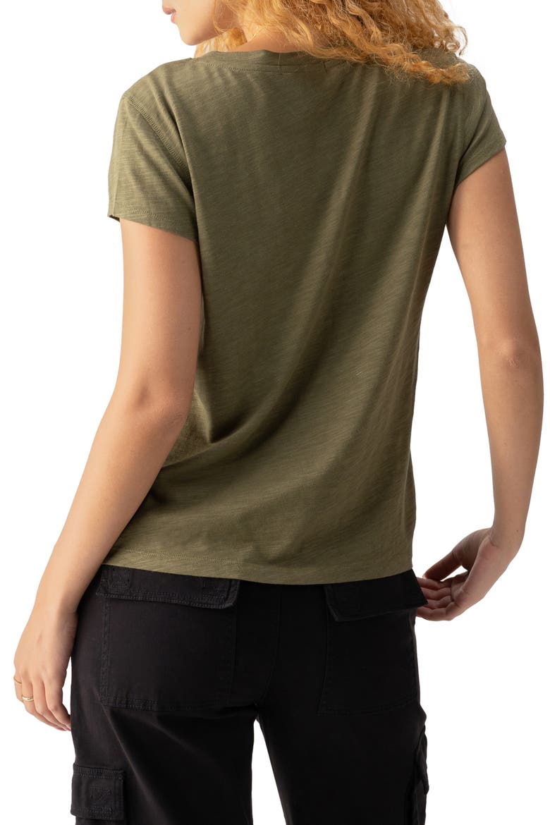 The New Girl Split Neck T-Shirt, Alternate, color, BURNT OLIV