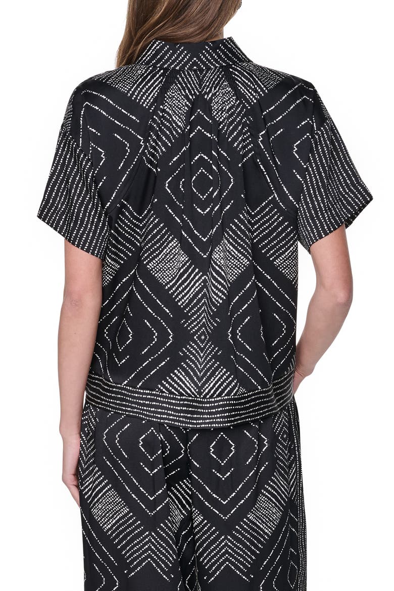 Scarf Print Button Front Shirt, Alternate, color, GEO DIAMOND POINTELLE