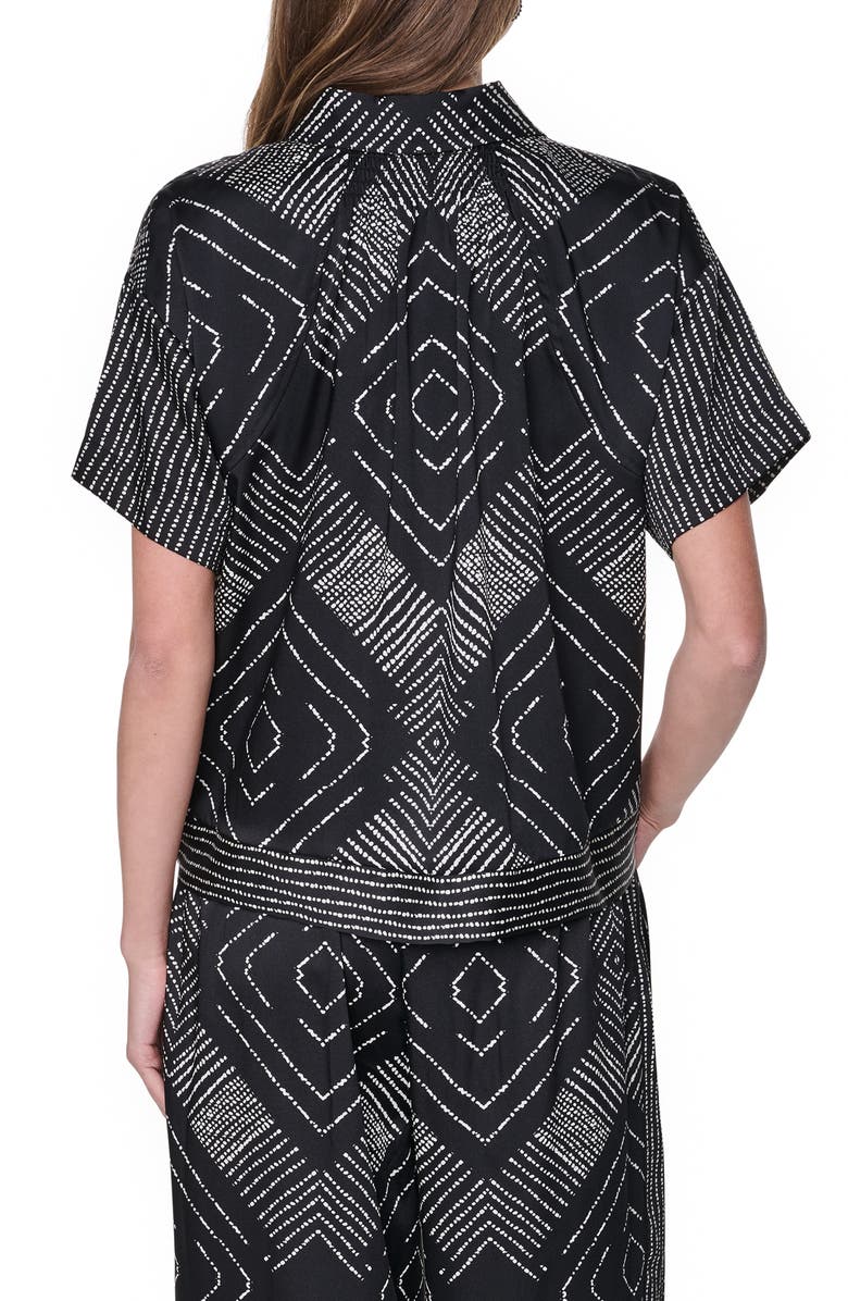 DKNY Scarf Print Button Front Shirt, Alternate, color, Geo Diamond Pointelle