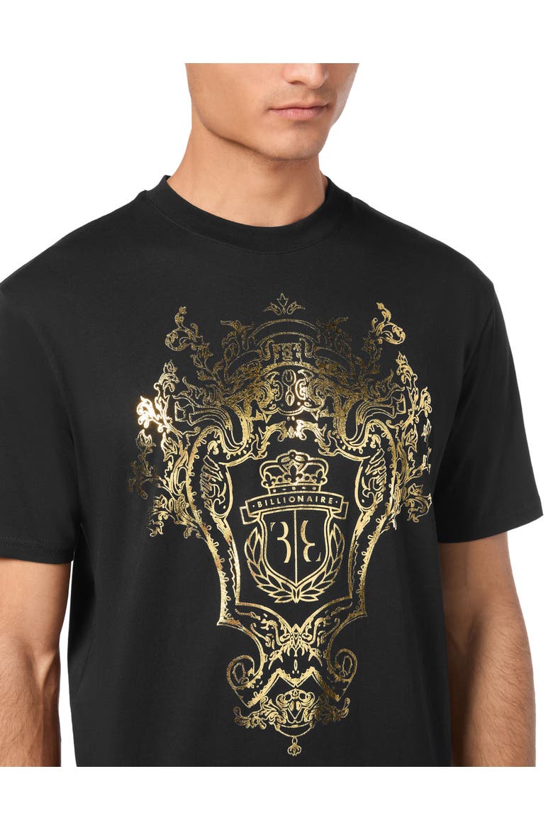 T-Shirt Round Neck Crest Men, Alternate, color, black