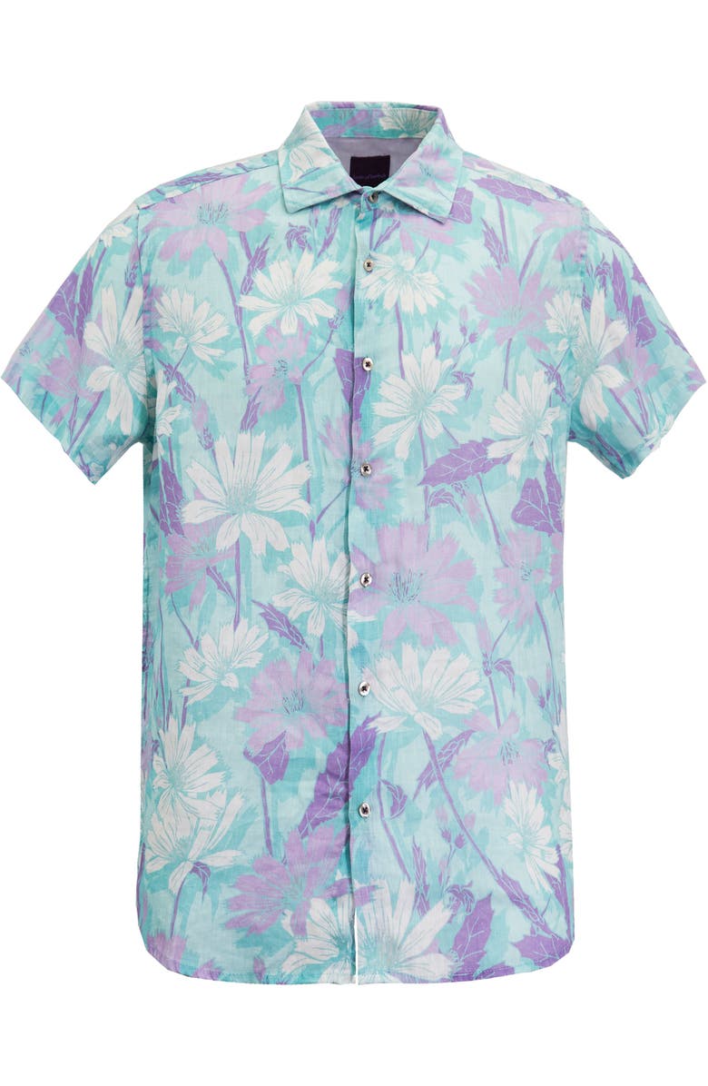 Lords of Harlech Uomo Springtime Short Sleeve Fine Linen Shirt, Alternate, color, Springtime Spearmint