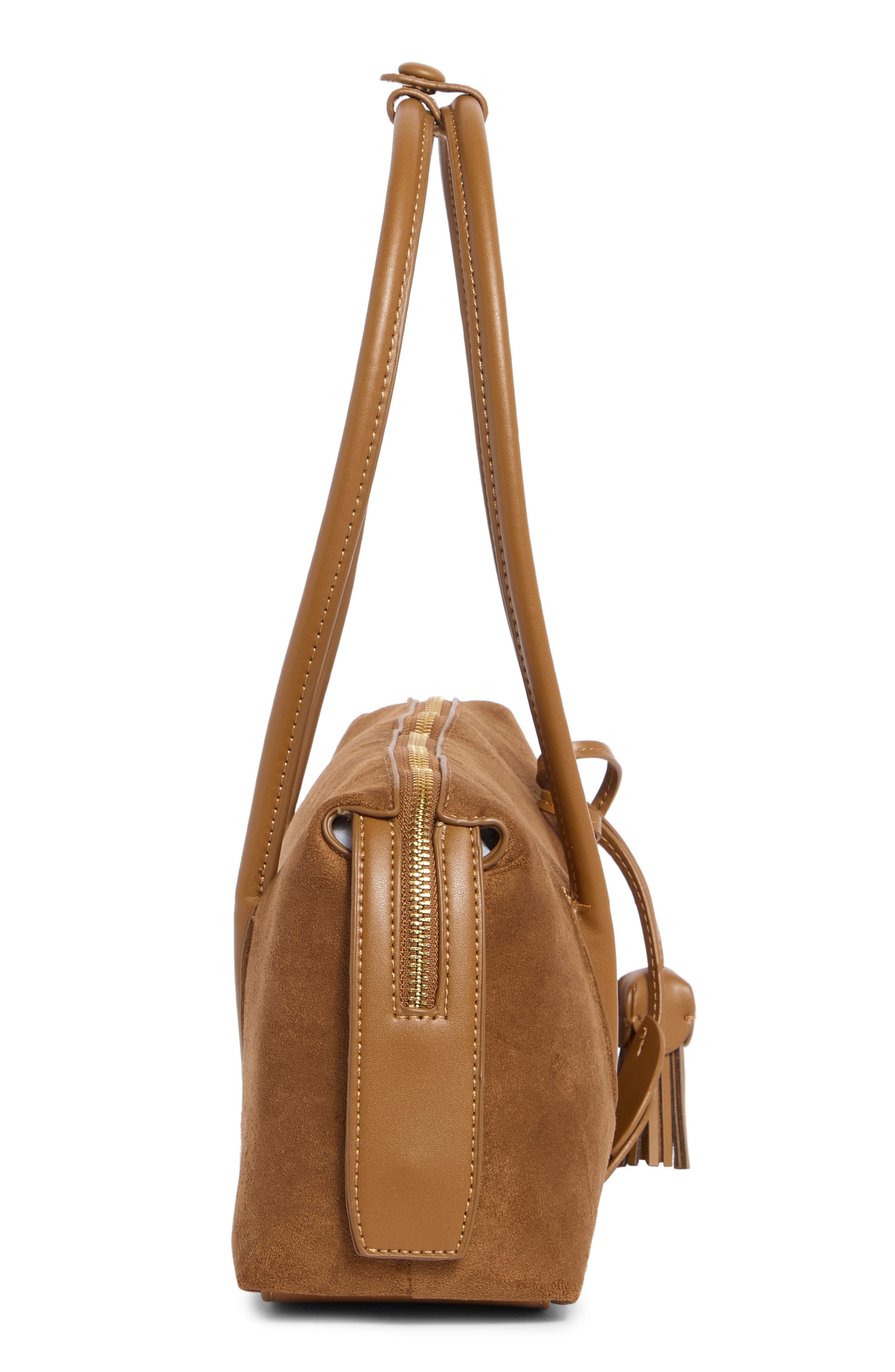 Faux Suede Shoulder Bag, Alternate, color, COGNAC