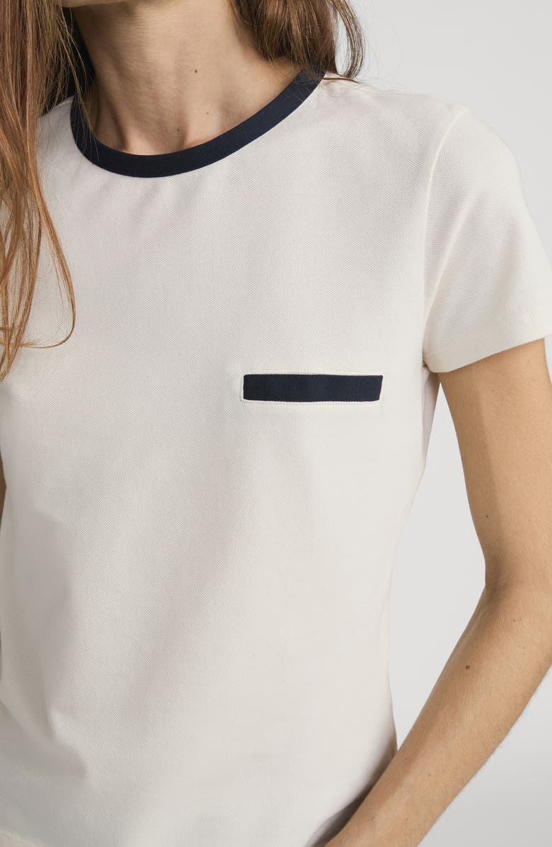 FRAME The Piqué Baby Tee, Alternate, color, Cream Multi