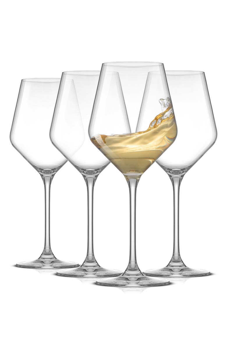 JoyJolt Layla White Set of 4 Stemmed White Wine Glasses, Alternate, color, Clear