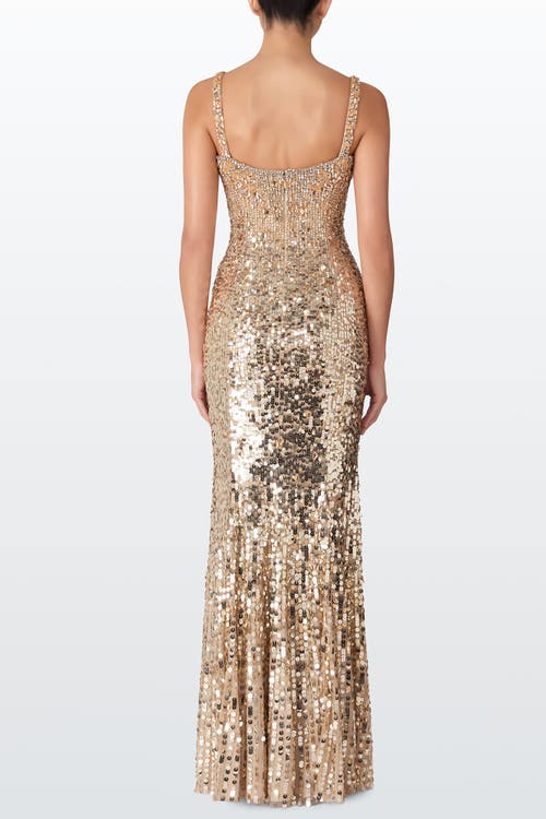 Jenny Packham Mirabeau Sequin-embellished Dress In Gold