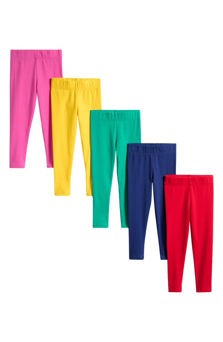 Mini Boden Kids' Assorted 5-Pack Leggings, Main, color, Multi Rainbow