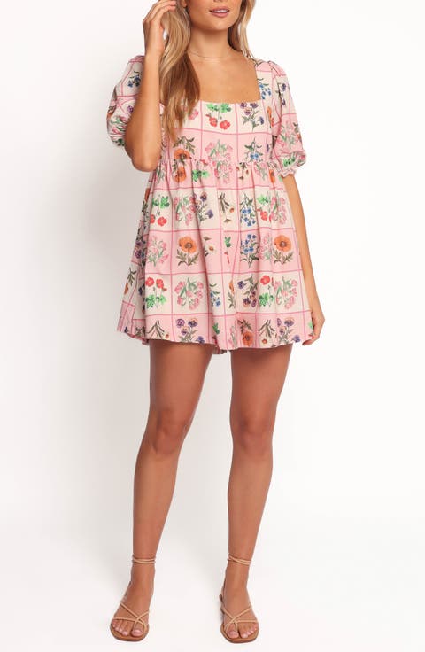 Floretta Puff Sleeve Cotton Romper