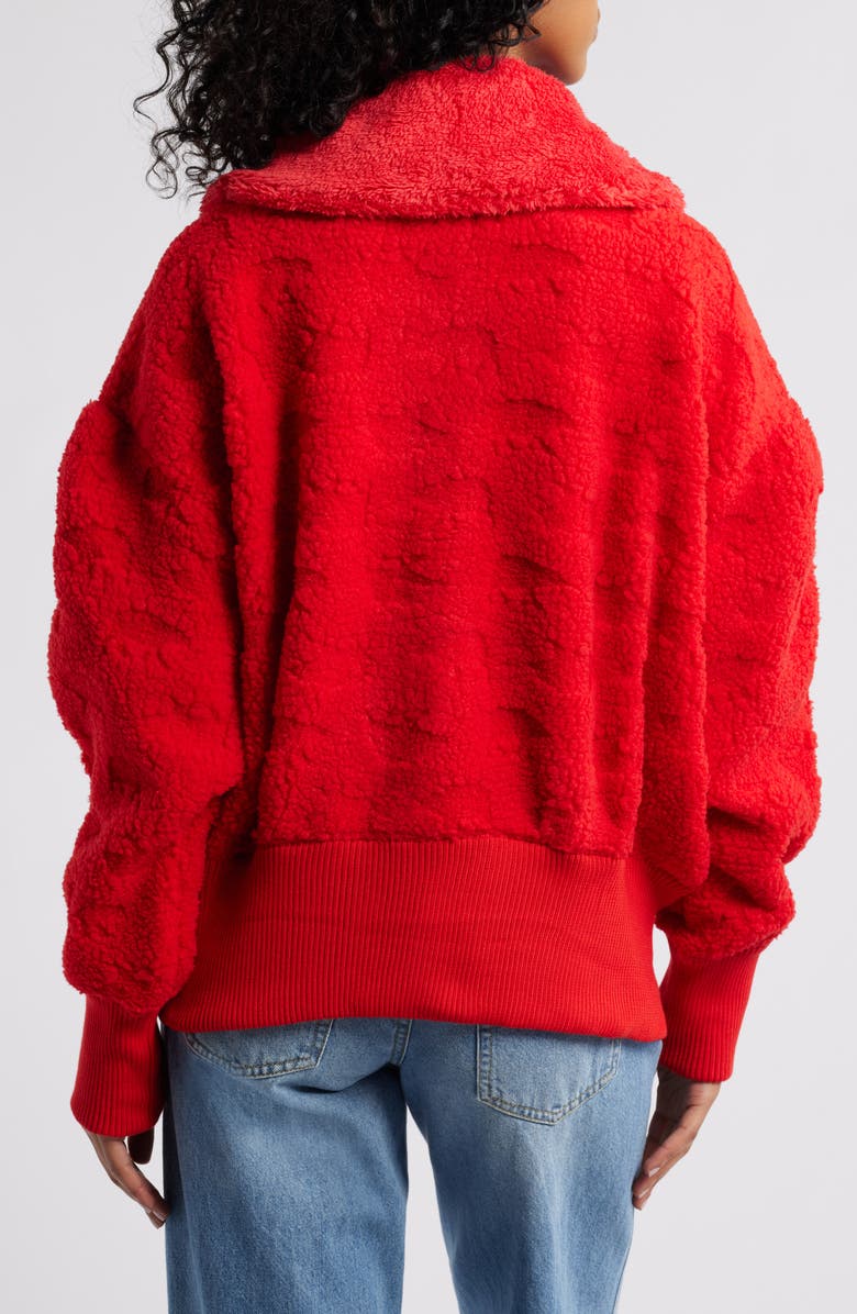 Free People Cozy Up Textured Fleece Cardigan, Alternate, color, High Risk Red
