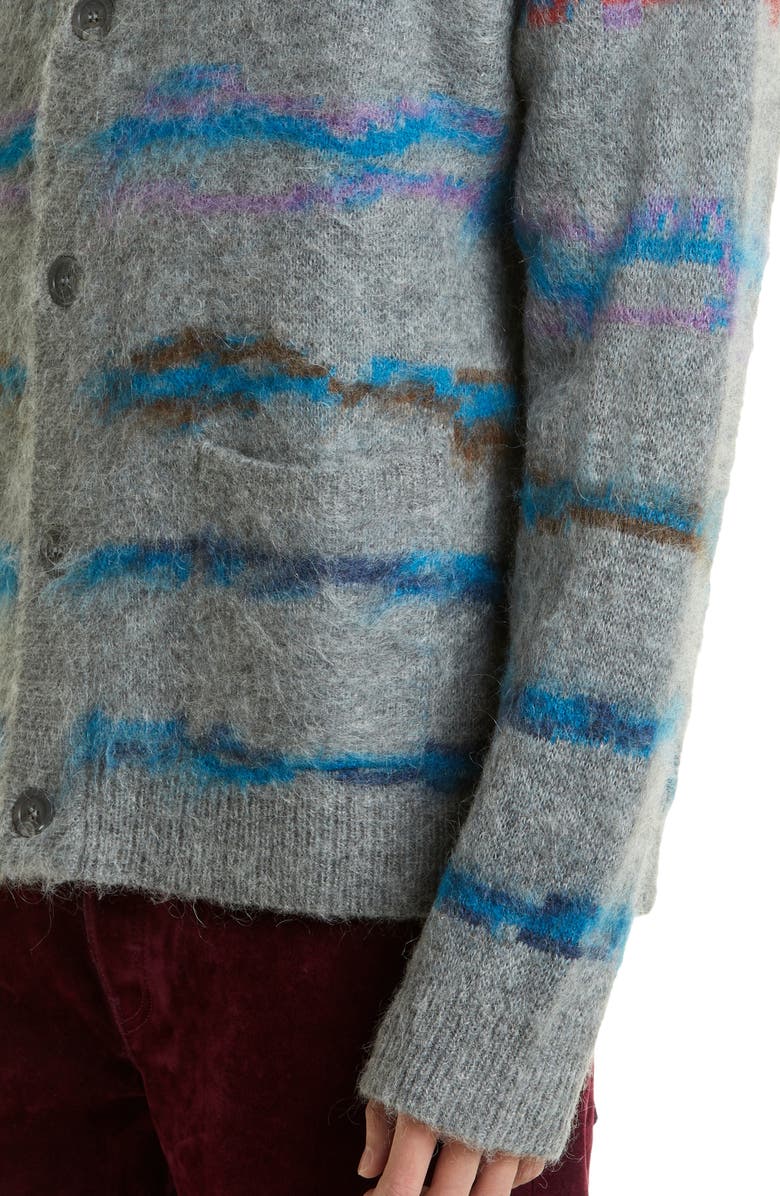 John Elliott Wavy Stripe Jacquard Cardigan, Alternate, color, 